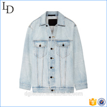 custom100%cotton women's Long Sleeve Casual Coat women Denim Jacket